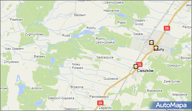 mapa Sędraszyce, Sędraszyce na mapie Targeo