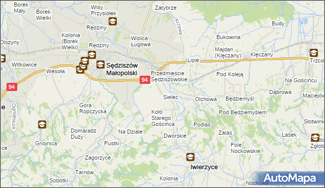 mapa Sielec gmina Iwierzyce, Sielec gmina Iwierzyce na mapie Targeo
