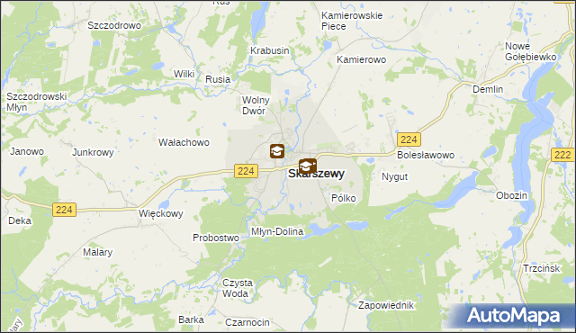 mapa Skarszewy powiat starogardzki, Skarszewy powiat starogardzki na mapie Targeo