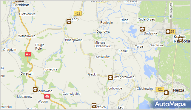 mapa Sławików, Sławików na mapie Targeo