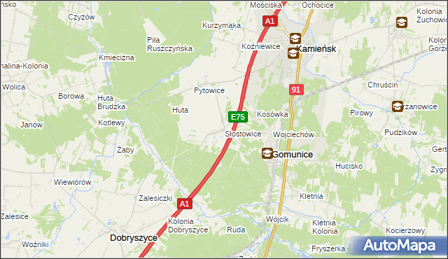 mapa Słostowice, Słostowice na mapie Targeo