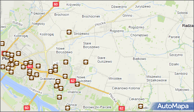 mapa Stare Gulczewo, Stare Gulczewo na mapie Targeo