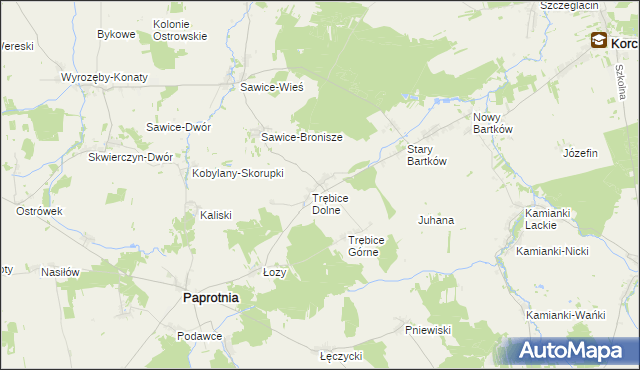 mapa Stare Trębice, Stare Trębice na mapie Targeo