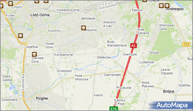mapa Stefanów gmina Brójce, Stefanów gmina Brójce na mapie Targeo