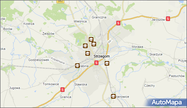 mapa Strzegom powiat świdnicki, Strzegom powiat świdnicki na mapie Targeo