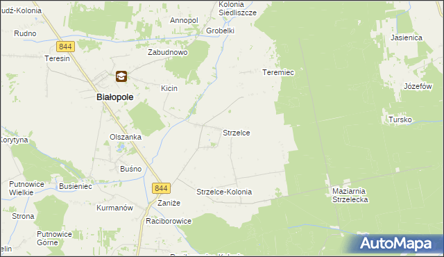 mapa Strzelce gmina Białopole, Strzelce gmina Białopole na mapie Targeo