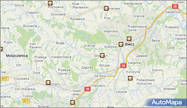 mapa Strzeszyn gmina Biecz, Strzeszyn gmina Biecz na mapie Targeo
