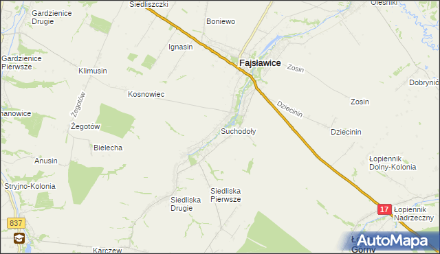 mapa Suchodoły gmina Fajsławice, Suchodoły gmina Fajsławice na mapie Targeo