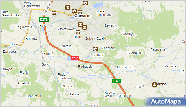 mapa Sulbiny, Sulbiny na mapie Targeo