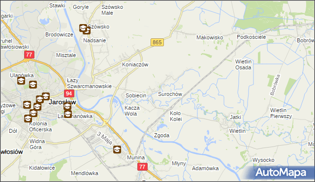 mapa Surochów, Surochów na mapie Targeo