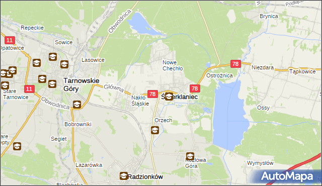 mapa Świerklaniec, Świerklaniec na mapie Targeo