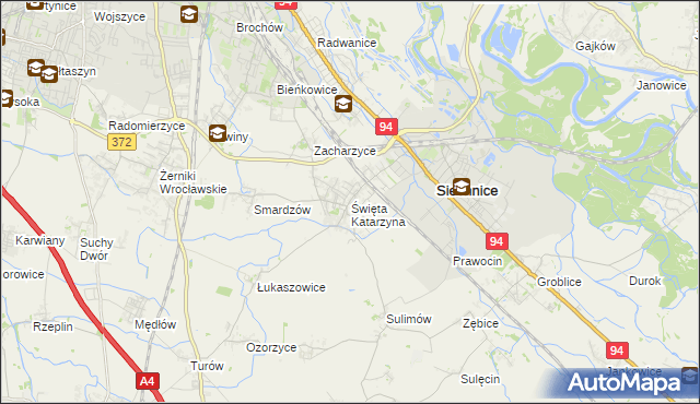 mapa Święta Katarzyna gmina Siechnice, Święta Katarzyna gmina Siechnice na mapie Targeo