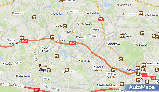 mapa Świętochłowice, Świętochłowice na mapie Targeo