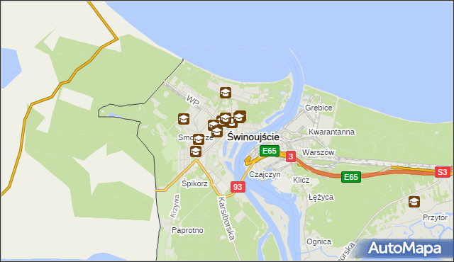 mapa Świnoujście, Świnoujście na mapie Targeo