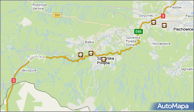 mapa Szklarska Poręba, Szklarska Poręba na mapie Targeo