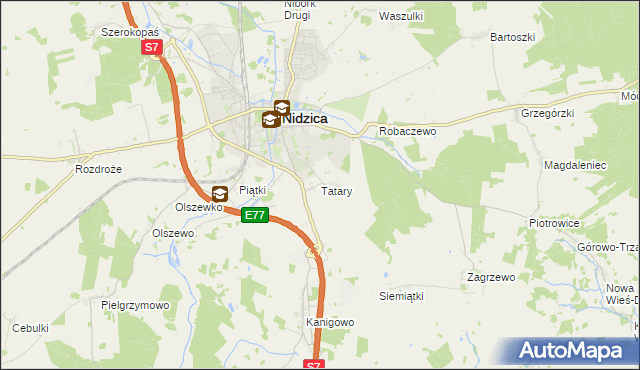 mapa Tatary gmina Nidzica, Tatary gmina Nidzica na mapie Targeo