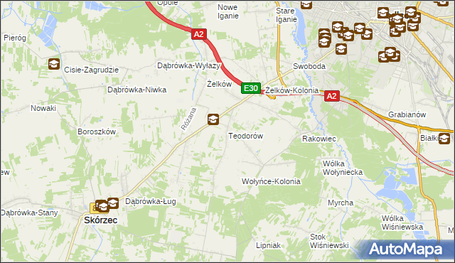 mapa Teodorów gmina Skórzec, Teodorów gmina Skórzec na mapie Targeo