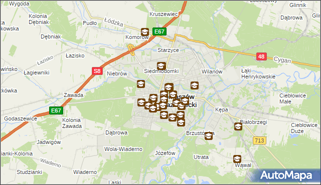 mapa Tomaszów Mazowiecki, Tomaszów Mazowiecki na mapie Targeo