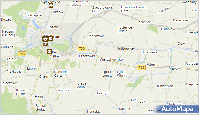 mapa Wierzchowisko gmina Wolbrom, Wierzchowisko gmina Wolbrom na mapie Targeo