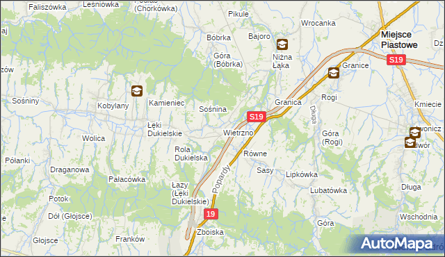 mapa Wietrzno gmina Dukla, Wietrzno gmina Dukla na mapie Targeo