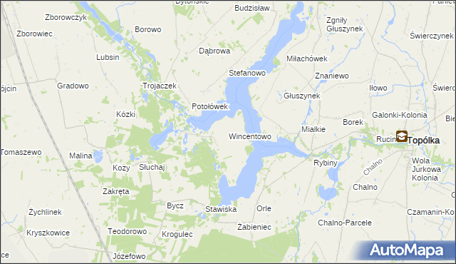 mapa Wincentowo gmina Piotrków Kujawski, Wincentowo gmina Piotrków Kujawski na mapie Targeo