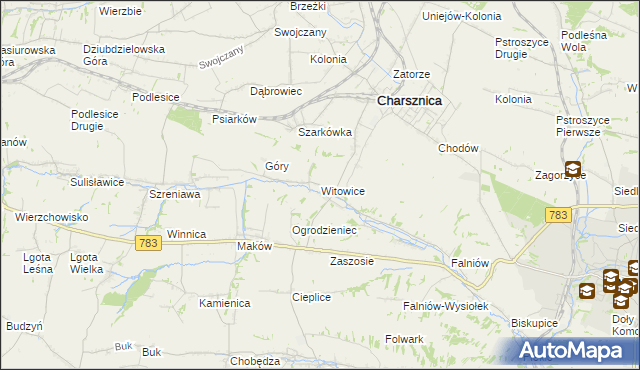 mapa Witowice gmina Charsznica, Witowice gmina Charsznica na mapie Targeo