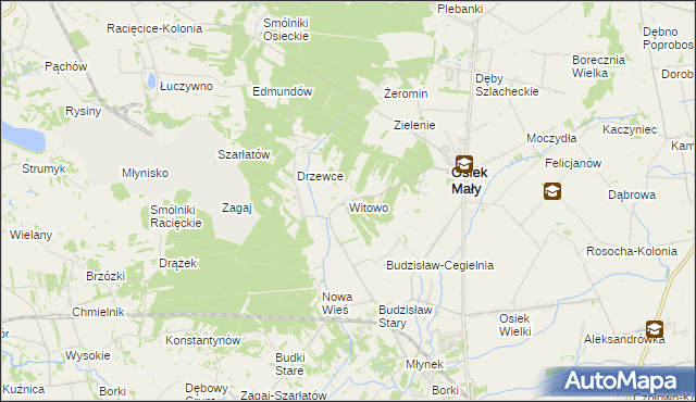 mapa Witowo gmina Osiek Mały, Witowo gmina Osiek Mały na mapie Targeo