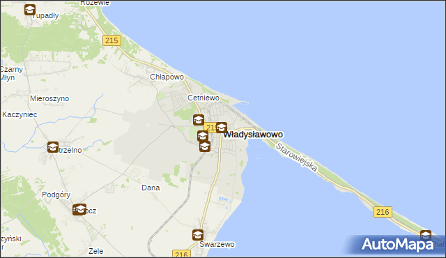 mapa Władysławowo powiat pucki, Władysławowo powiat pucki na mapie Targeo