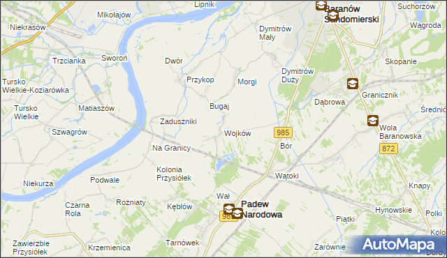 mapa Wojków gmina Padew Narodowa, Wojków gmina Padew Narodowa na mapie Targeo
