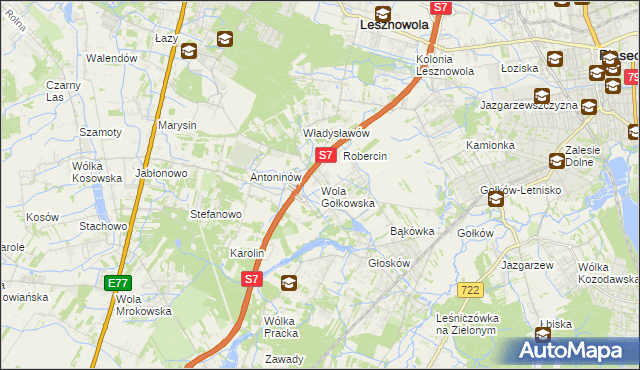 mapa Wola Gołkowska, Wola Gołkowska na mapie Targeo