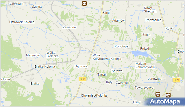 mapa Wola Korybutowa-Kolonia, Wola Korybutowa-Kolonia na mapie Targeo