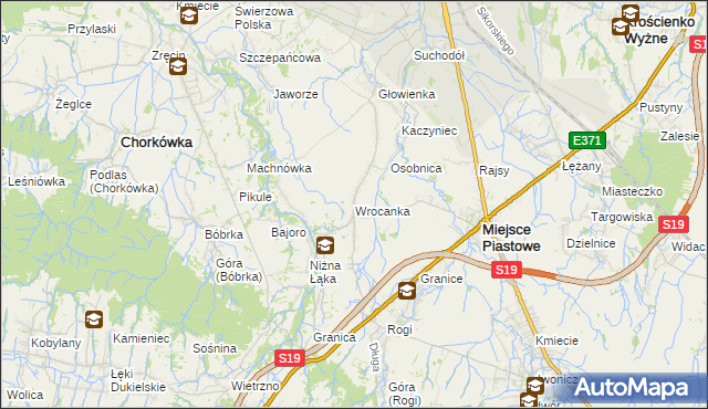 mapa Wrocanka gmina Miejsce Piastowe, Wrocanka gmina Miejsce Piastowe na mapie Targeo