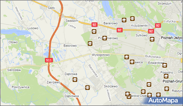 mapa Wysogotowo, Wysogotowo na mapie Targeo