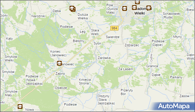 mapa Żarówka gmina Radomyśl Wielki, Żarówka gmina Radomyśl Wielki na mapie Targeo