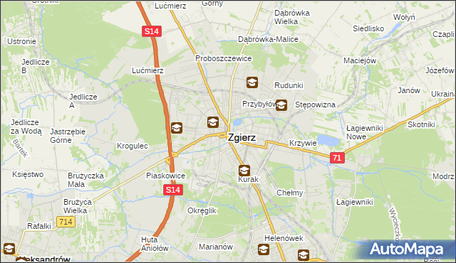 mapa Zgierz, Zgierz na mapie Targeo