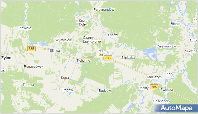 mapa Brzeziny gmina Żytno, Brzeziny gmina Żytno na mapie Targeo