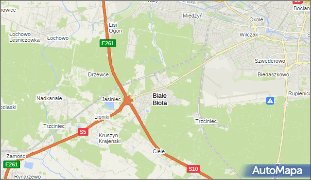mapa Białe Błota powiat bydgoski, Białe Błota powiat bydgoski na mapie Targeo