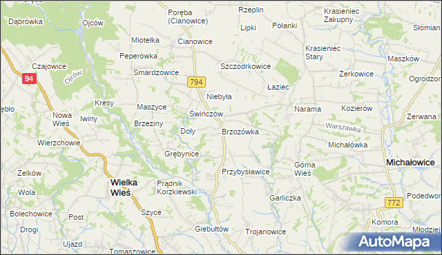 mapa Brzozówka gmina Zielonki, Brzozówka gmina Zielonki na mapie Targeo