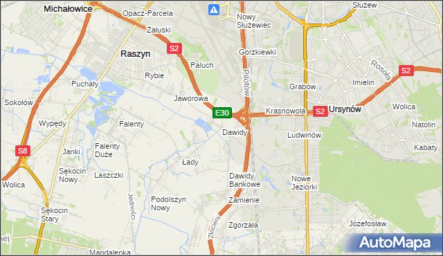 mapa Dawidy gmina Raszyn, Dawidy gmina Raszyn na mapie Targeo