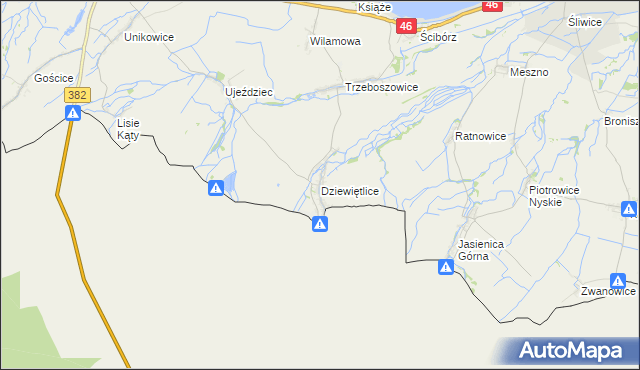 mapa Dziewiętlice, Dziewiętlice na mapie Targeo