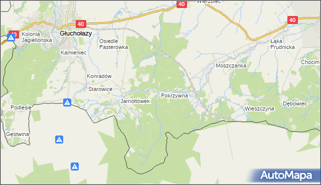 mapa Pokrzywna gmina Głuchołazy, Pokrzywna gmina Głuchołazy na mapie Targeo