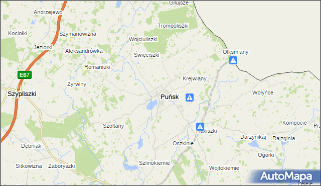 mapa Puńsk, Puńsk na mapie Targeo