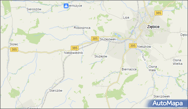 mapa Służejów, Służejów na mapie Targeo