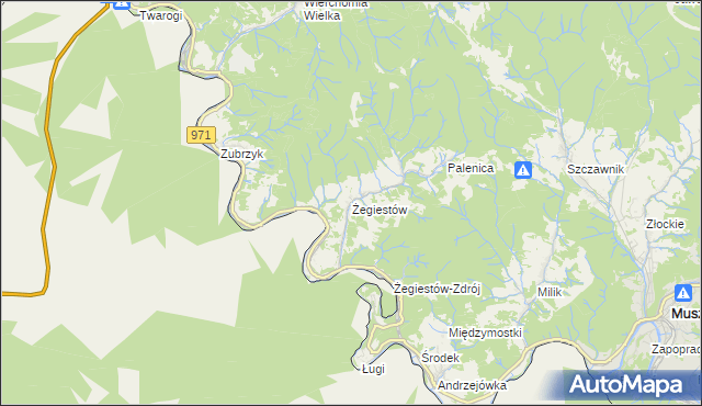 mapa Żegiestów, Żegiestów na mapie Targeo