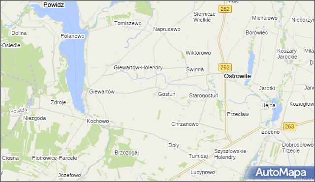 mapa Gostuń, Gostuń na mapie Targeo