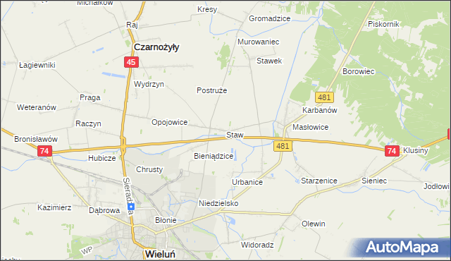 mapa Staw gmina Czarnożyły, Staw gmina Czarnożyły na mapie Targeo