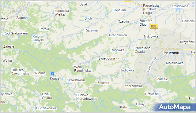 mapa Świebodna, Świebodna na mapie Targeo