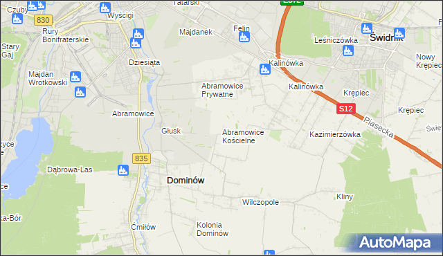 mapa Abramowice Kościelne, Abramowice Kościelne na mapie Targeo