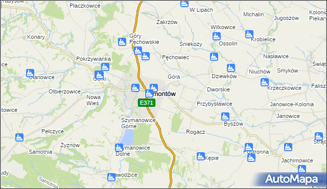mapa Adamczowice, Adamczowice na mapie Targeo