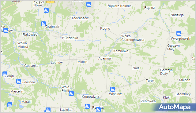 mapa Adamów gmina Dobre, Adamów gmina Dobre na mapie Targeo